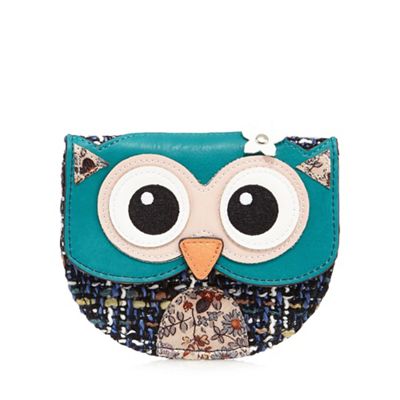 Multi-coloured woven owl coin purse